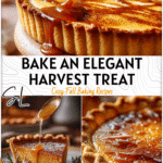 Elegant burnt honey pie topped with caramel drizzle and golden crust perfect for a Harvest Pie table setting.